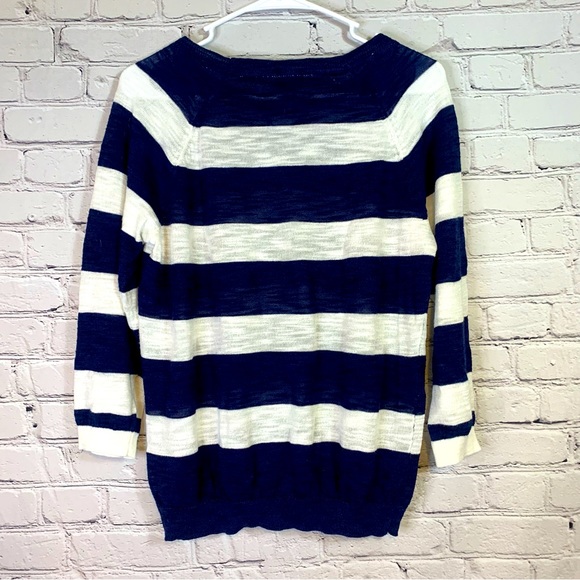 👻3/$15 Last Chance Sale!👻 Izod Navy and White Light Weight Sleeve Sweater Large - Picture 2 of 9